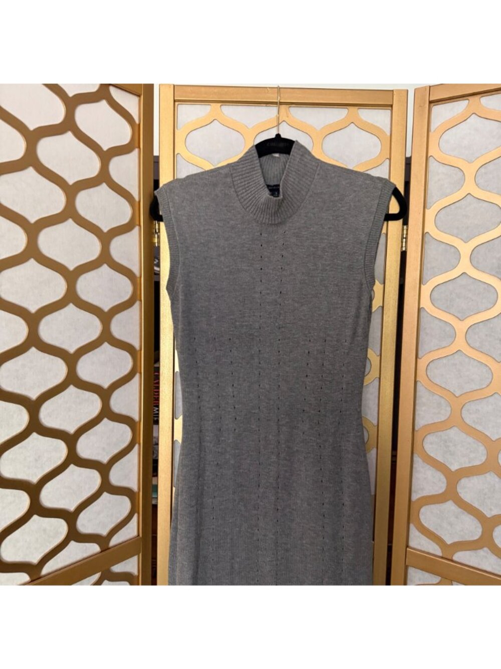 Brooks Brothers Size S Gray Wool Blend Sleeveless Mock Neck Sweater Dress - Picture 8 of 16